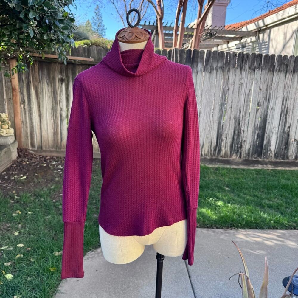 Susina Long Sleeve Maroon Cowl Neck Pullover Sweater Women's XS Petite